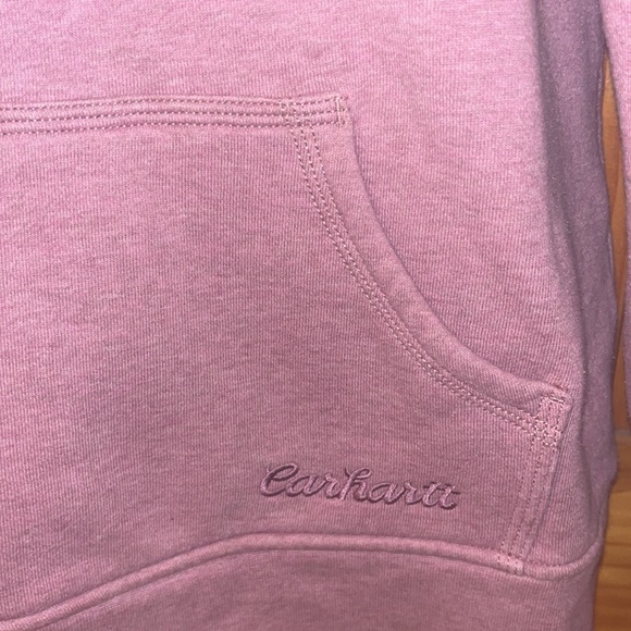 Light pink carhartt quarter zip hoodie. Pocket quarter zip sweatshirt - Picture 5 of 8